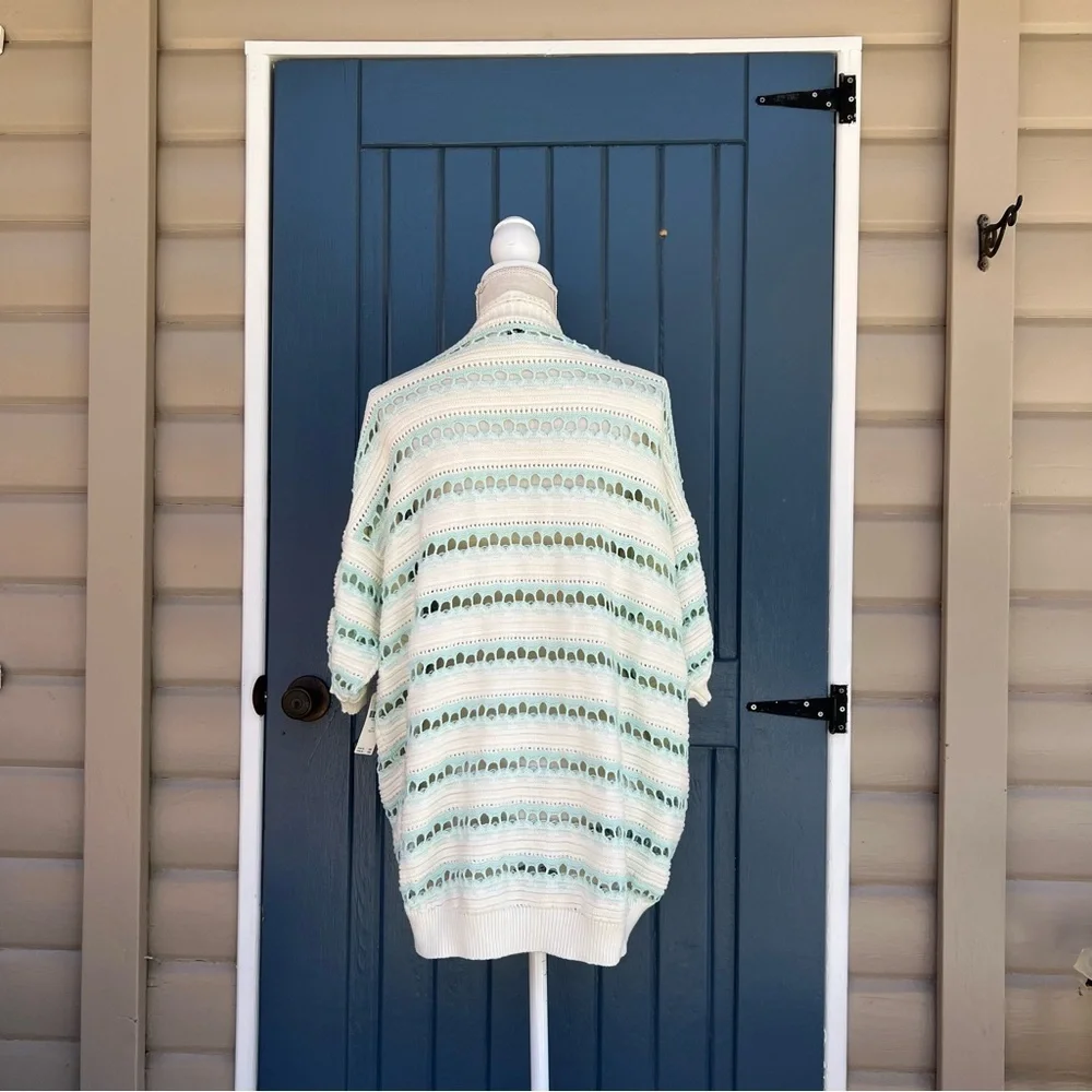 Maeve Cream and Green Striped Cardigan Women’s  Size XS/S